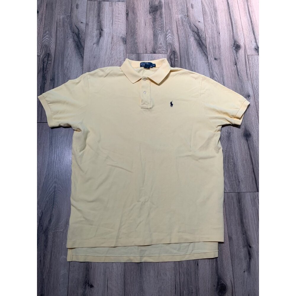 Polo Ralph Lauren Men’s XL Yellow Cotton Polo Shirt Short Sleeve Blue Logo Golf